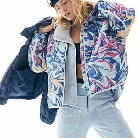 NWT Free People Printed Pippa Packable Puffer Jacket FP Movement Small - Picture 1 of 13